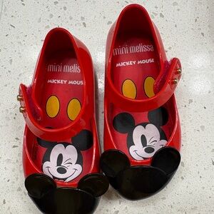 Mini Melissa Red and Black Dress Shoes Mickey Mouse Design